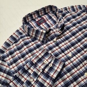 Untuckit Button Up Shirt Mens XL Reg Blue Plaid Kuhlmann Flannel Long Sleeve